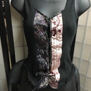 Blank and paisley tank top/vest